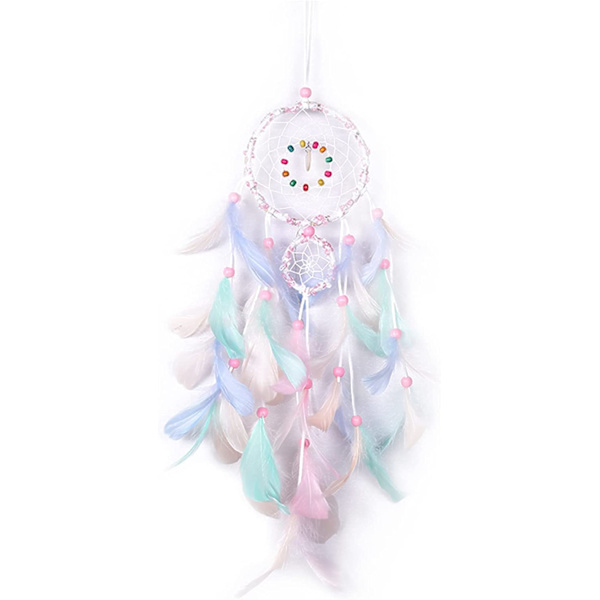 Drømmefanger med fjer, Boho-stil håndlavet drømmefanger, 3