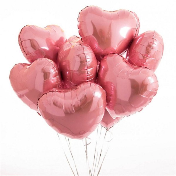 10 stk 18 tommers hjerteformede ballonger, rosa For bryllupsforlovelse