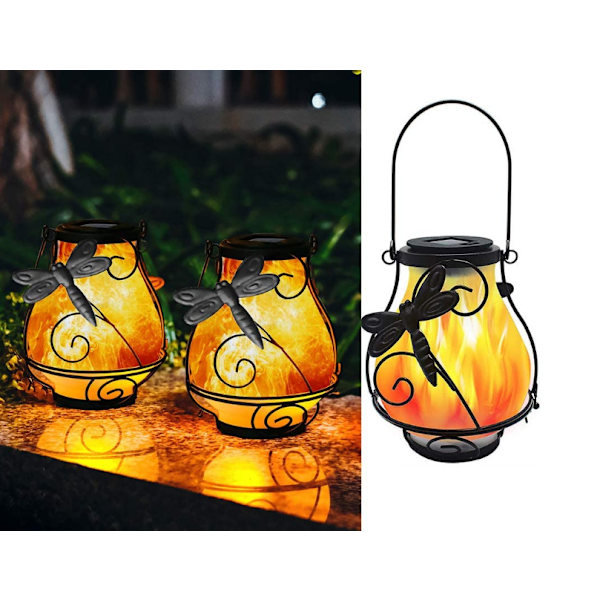 Hengende solcellelys Sol flimrende flammelys Metall solcellelys L