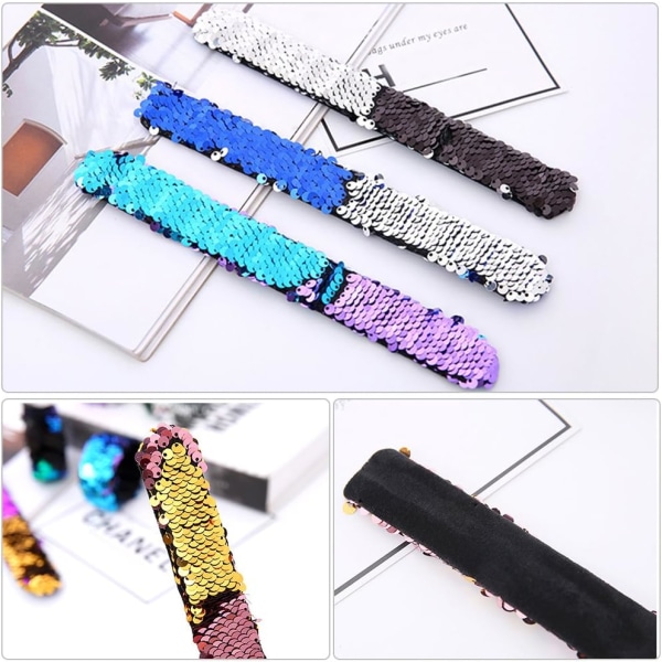 8 stk. Glitter Mermaid Armbånd 2-farget Reversible Glitter Slap B