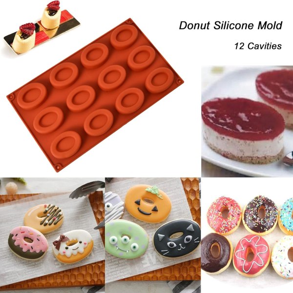 Silikonform for muffins, cupcakes og gelé - Mini ovale donuts,