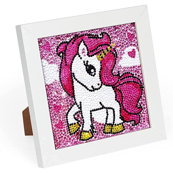 Diamantmaleri for barn Unicorn (rosa), DIY Unicorn maleri f