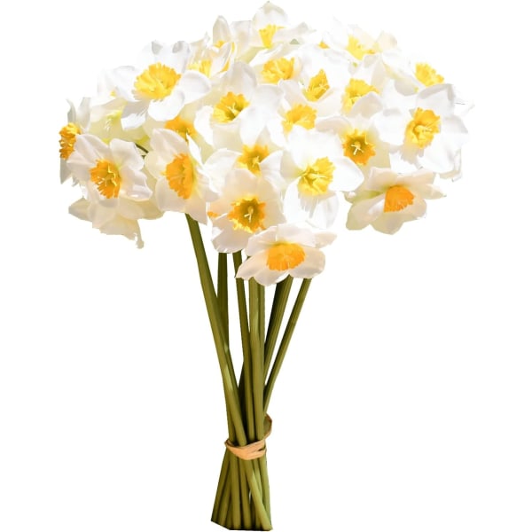 12 stk hvide blomster kunstige påskeliljer blomster 16" til fest H