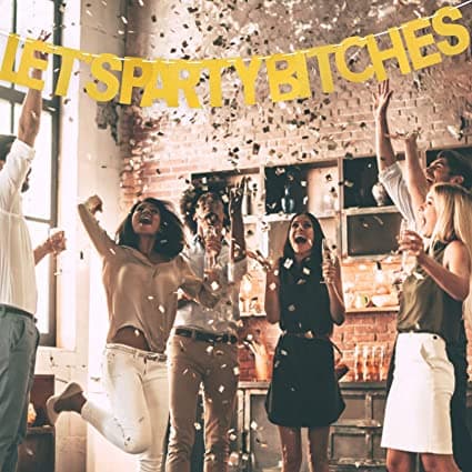 4 stk. LET'S PARTY BITCHES Vimpler Guirlander, Glitter Papir Bannere