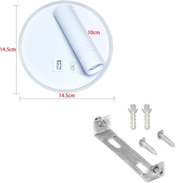LED-vegglampe, 9W, sengelampe med USB-lading P