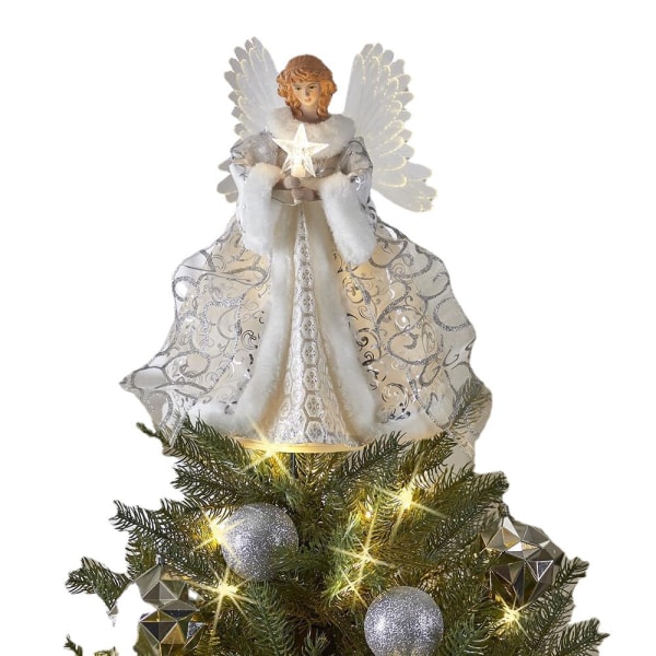 Juletre Toppers White Angel Topper Fairy Treetop Pend 5994 | Fyndiq