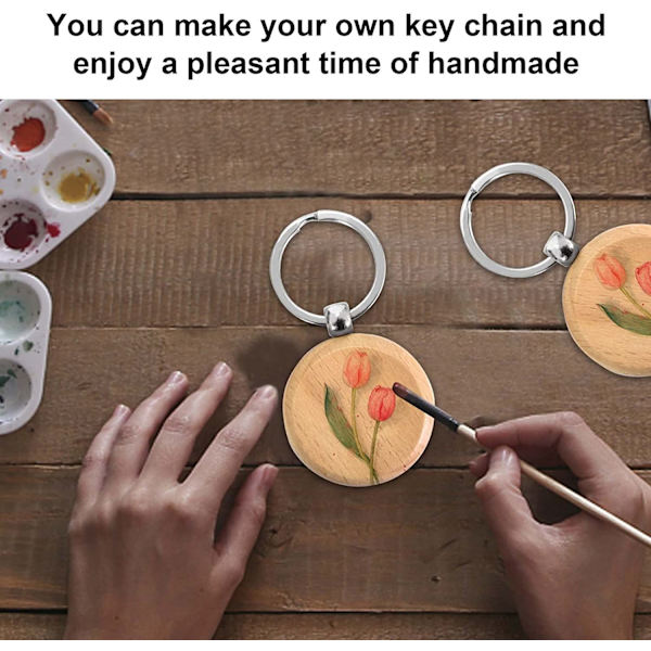 12 stk. nøkkelringer i tre, DIY tomme nøkkelringer i tre, Perso