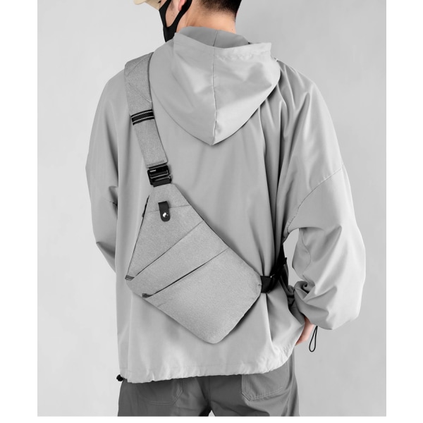 (Sølv, Venstre Side) Sports Sling Bag Brysttaske Anti-tyveri Securi