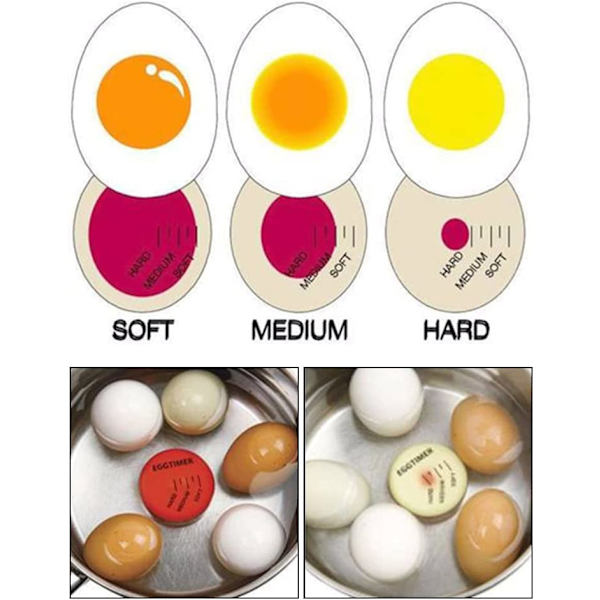 Sett med 4 fargeskiftende eggtimer, kjøkken eggtimer, medium hard fargeskiftende eggtimer, egnet