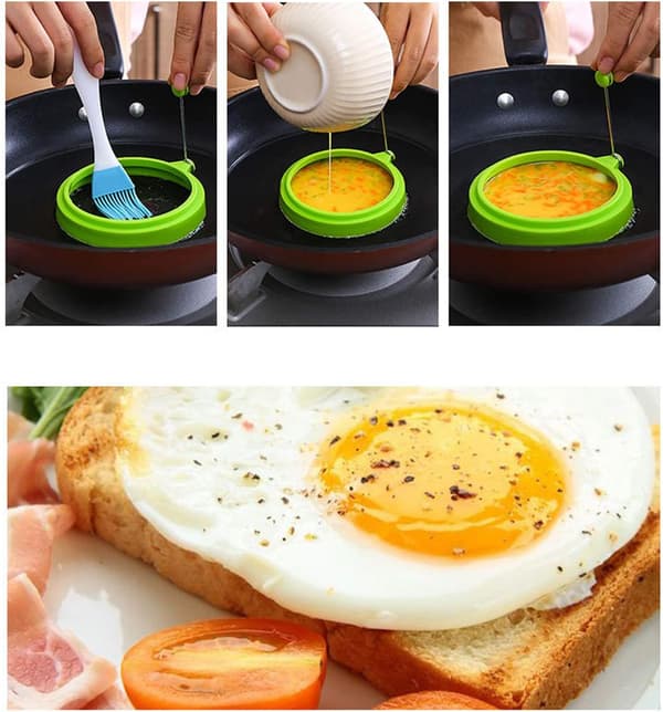 8-pakning silikon eggringer, non-stick stekeringer for steking av egg