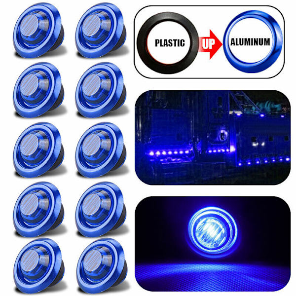 10x 3/4\" Luodinmuotoiset siniset LED-sivumerkkivalot