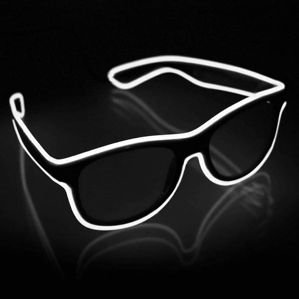 (Hvid)Trådløs LED Light up Glasses 2 Pack Glow in The Dark Neo