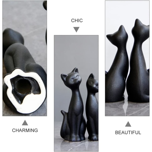 2 styks sort keramik kattefigur Kattepar statue Keramik An