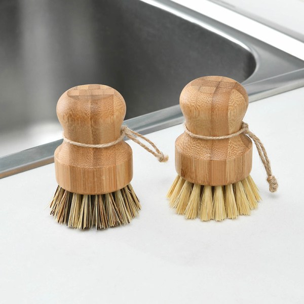 Bambus opvaskebørste til køkkenvask, naturlig trævask