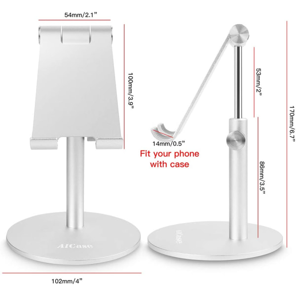 Universell justerbar aluminiumsstativ for nettbrett/telefon, iPad 2018 Pro