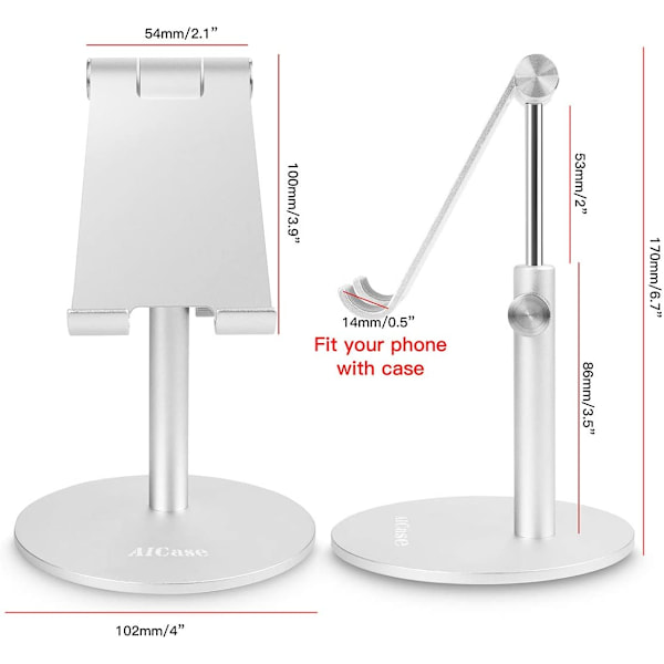Universell justerbar surfplatta/telefonhållare i aluminium, iPad 2018 Pro