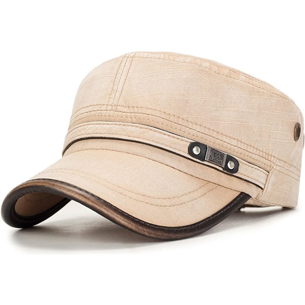 Platt topp keps, bomull baseball keps, klassisk enfärgad vintage armé Mi