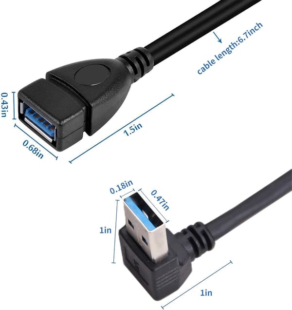 SuperSpeed ​​USB 3.0 hann til hunn forlengelsesdatakabel opp og