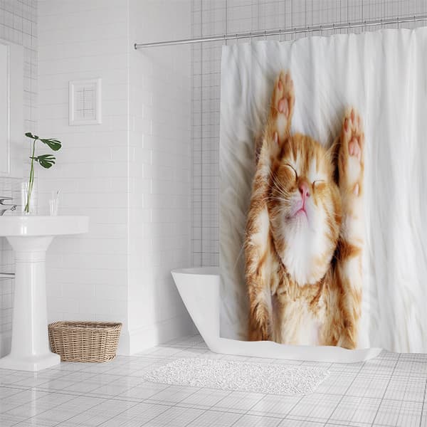 Stor Orange Kat Dyre Serie W150×H180 Digital Tryk Polyester Bruseforhæng