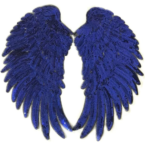 Angel Wings Paljettlapp (blå) - brodert mønster vingepinne