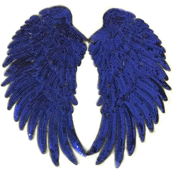 Englevinger Sequin Patch (Blå) - Broderet Mønster Vinge Stick