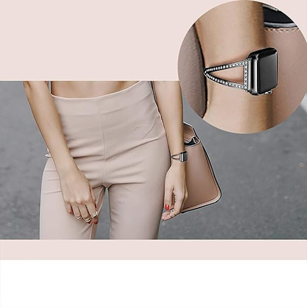 Svart - Apple Watch 38 mm stål, Apple Watch Series 4 för kvinnor Läderrem iWatch Series 3 Sportband