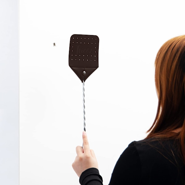2 stk. robust læder fluesmækker - Heavy Duty fluesmækker med holdbart metalhåndtag, 17,5” rustik insektsmækker til fluer, bier og mere (chokolade)
