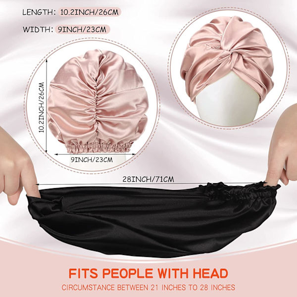 3 stycken silkeshårsomslag för sovande kvinnor Bonnet Silk Sleep