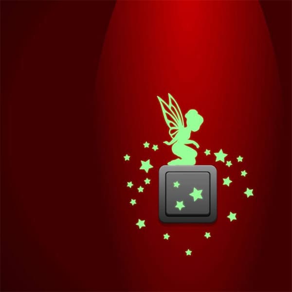 Glow-in-the-dark blomsterfe wallsticker til stue soverom