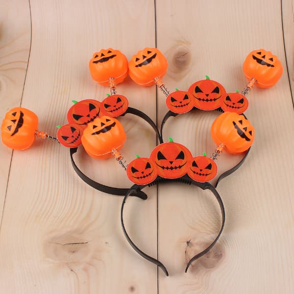 3 stk Halloween LED Gresskar Hodebånd Lys Opp Gresskarformet Hea