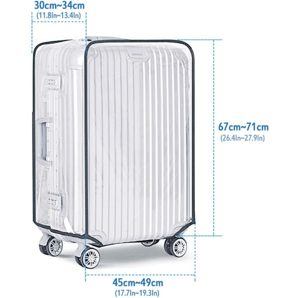 Beskyttende kuffertbetræk, 2 stk gennemsigtigt PVC-kuffertbetræk, 28 Inc