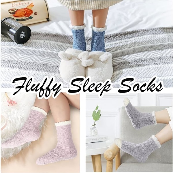 5-pack vintertjocka mjuka fluffiga strumpor stretchiga varma hem sova