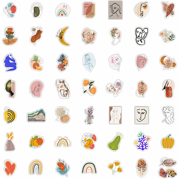 100 Stykker Boho Æstetiske Graffiti Klistermærker Pakke, Minimalistisk Vsco Kunst Abstrakt Linje Vandfast Vinyl