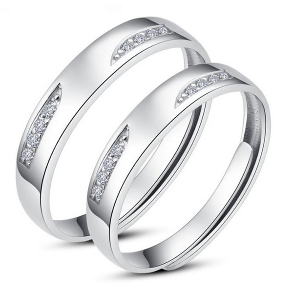 925 Silver Couple Ring, Men's and Women's Ring, Inlaid with