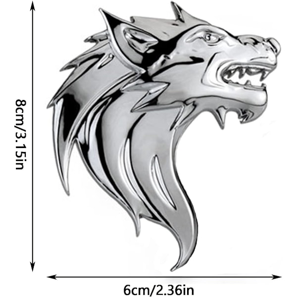 Par 3D Metal Ulvehoved Bilklistermærke 3D Metal Bilklistermærke Ulvehoved Bil Logo Ulvehoved Logo