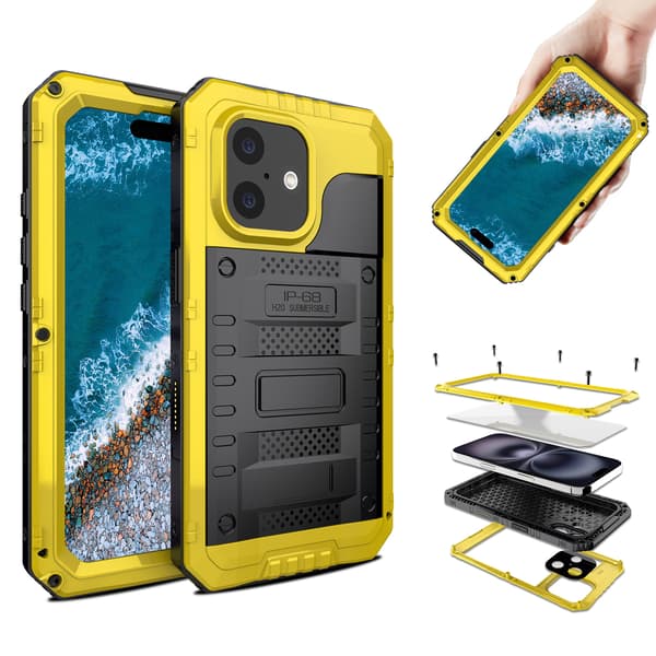 Kompatibelt iPhone 11 Deksel Støtsikkert, IP68 Vanntett (gul)