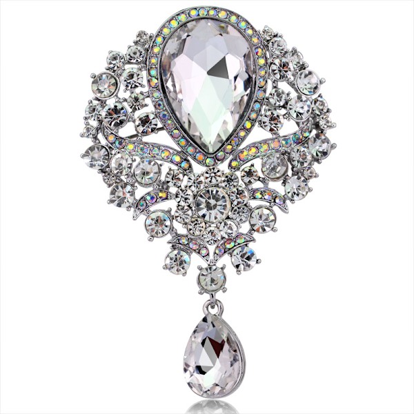 Hvid krystal knap broche, skjorte broche knapper, sikkerhedsbrosche