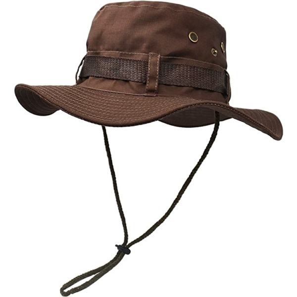 Coffee - Outdoor wide brim visor, classic military style double