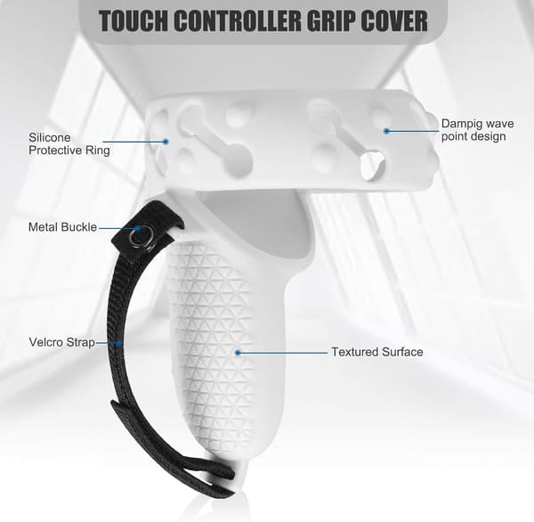 (Valkoinen) Oculus Quest 2 Touch Controller -ohjain täysi silikoni suojus