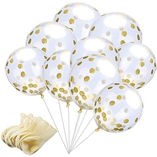 Guldkonfettiballoner, 12 tommer klare latex festballoner m