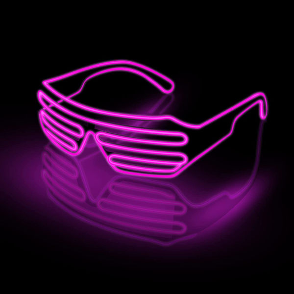 (Pink)Neon Rave Briller El Wire Blinkende LED Solbriller Lys Op