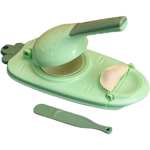(Grøn) Dumpling Maker, 2 i 1 Dumpling Maker, Wonton Form, Dumpling Skin Form, Dumpling Press Maker
