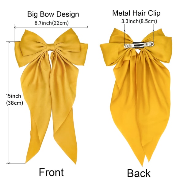 3 stykker stor silke sateng hårsløyfe for kvinners store hår