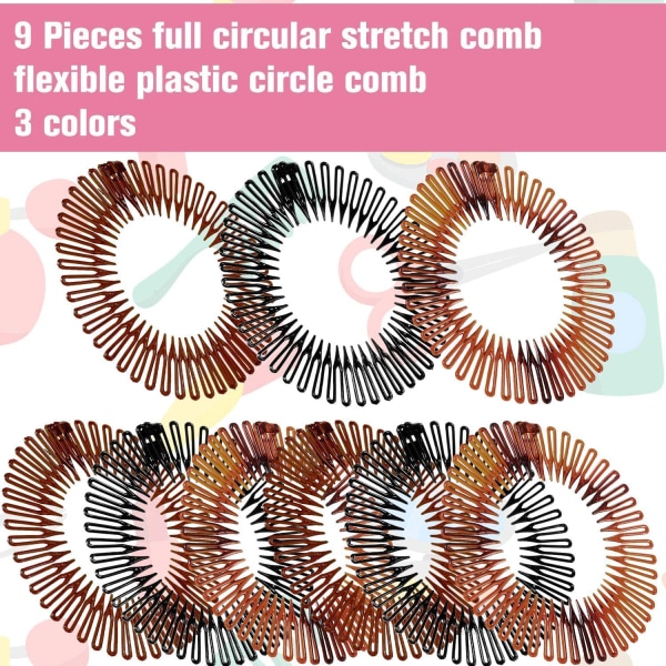 9 stykker fuld cirkulær strækkam Fleksibel plastcirkelkam