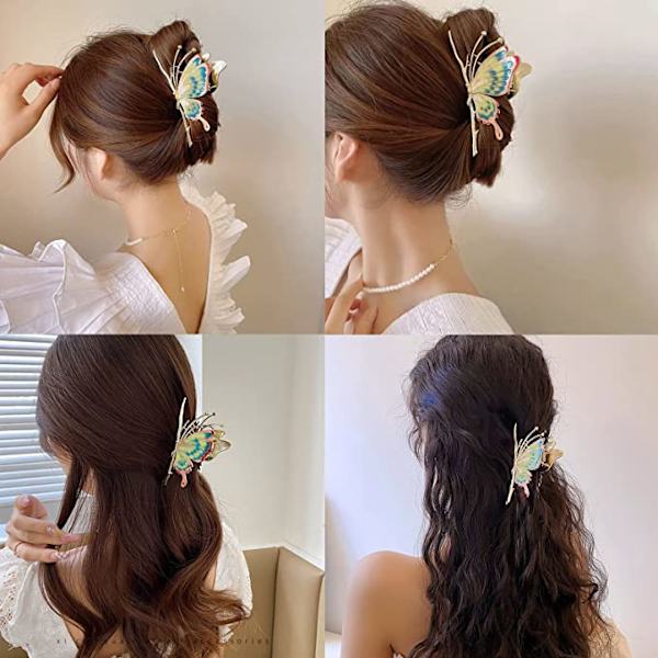 Butterfly Medium Hair Claw Clip Kaksipakkaus (Pinkki ja Violetti), Meta
