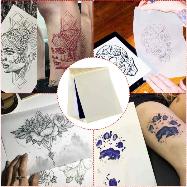 Overførselspapir til tatovering, 100 ark tatoveringsstencil-overførselspapir