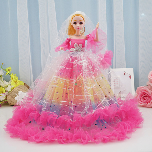 En (rosarød, højde 40 cm) dukke i stof til børn, Barbie Pri