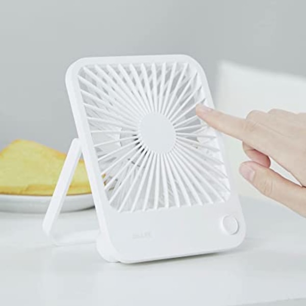 White Desk Fan Small Quiet USB Fan, Rechargeable Portable Mini F