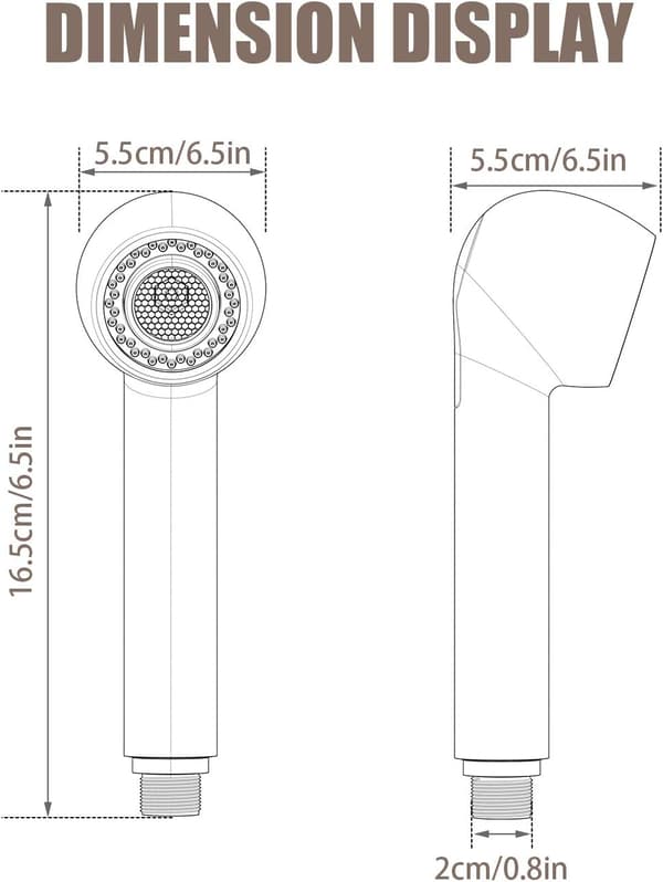 Silver Mirror G1/2 Handdusch Kran Köksduschhuvud Spray