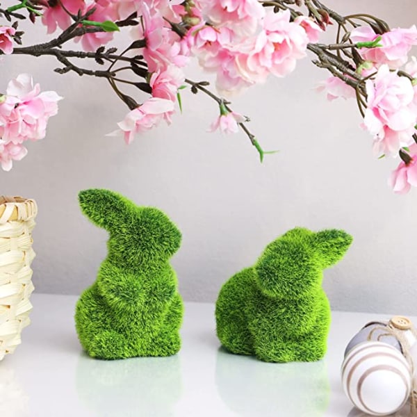 (2 x Kanin-11 cm) Dekorativ gresskledd keramisk påskehare